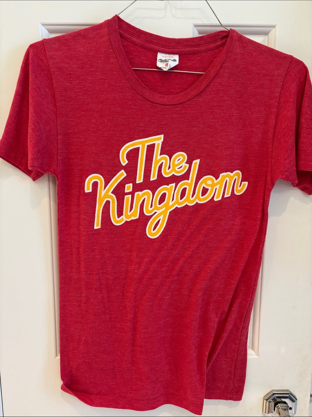 Kansas City Chiefs The Kingdom Script Tee - Red Women's Short Sleeve